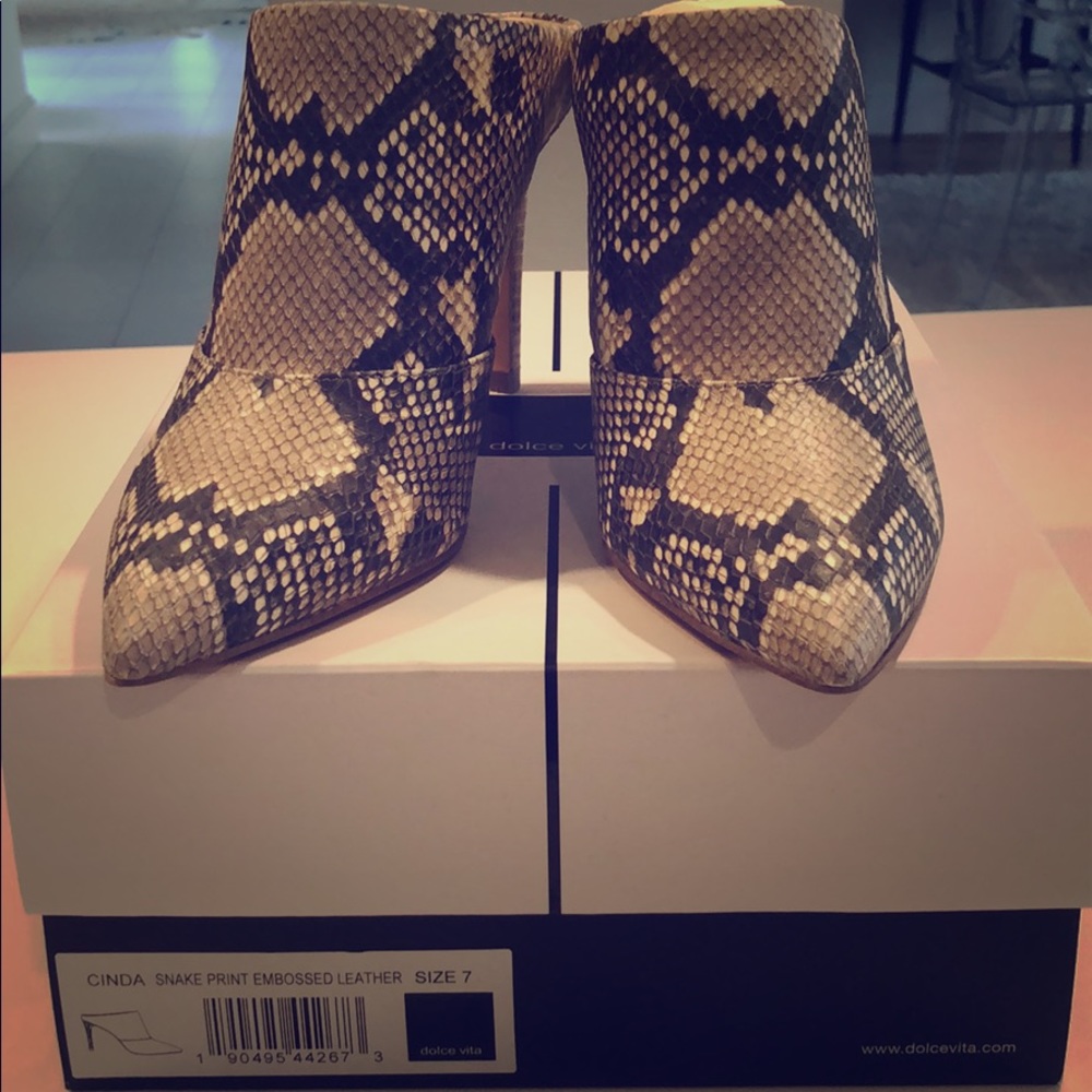 NWT Dolce Vita Cinda Snake Print mules
